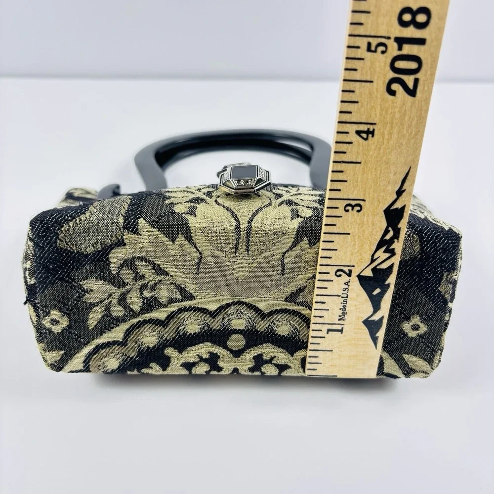 Sonia Rose Tapestry Purse Gothic Black Bag Plastic Handles‎ Victorian Carpet Bag